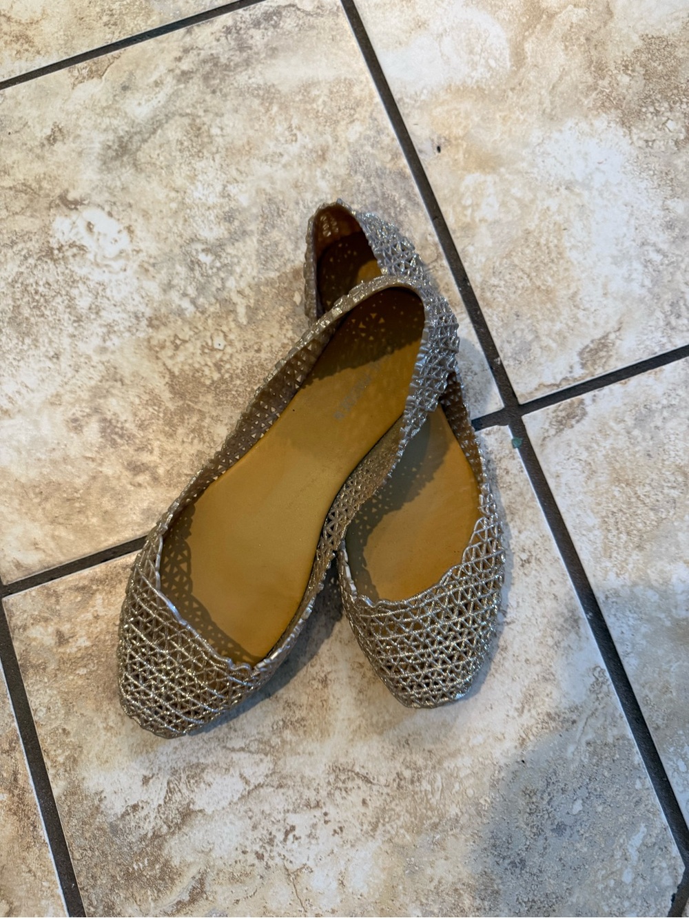 Steve Madden Metallic Gold Jelly Woven Ballet Flats